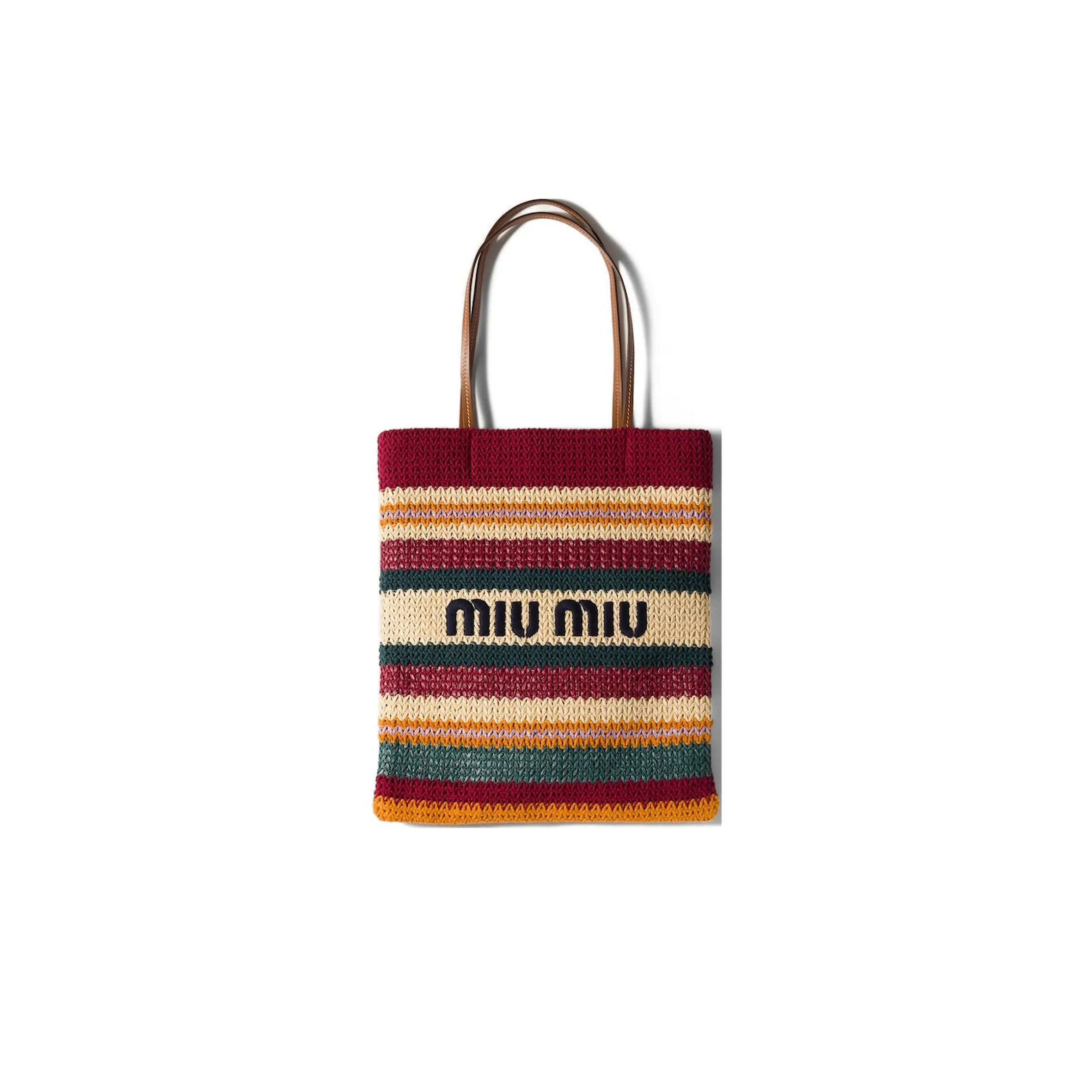 MIU MIU RAFFIA-EFFECT WOVEN TOTE BAG 5BG248 (41*32cm)